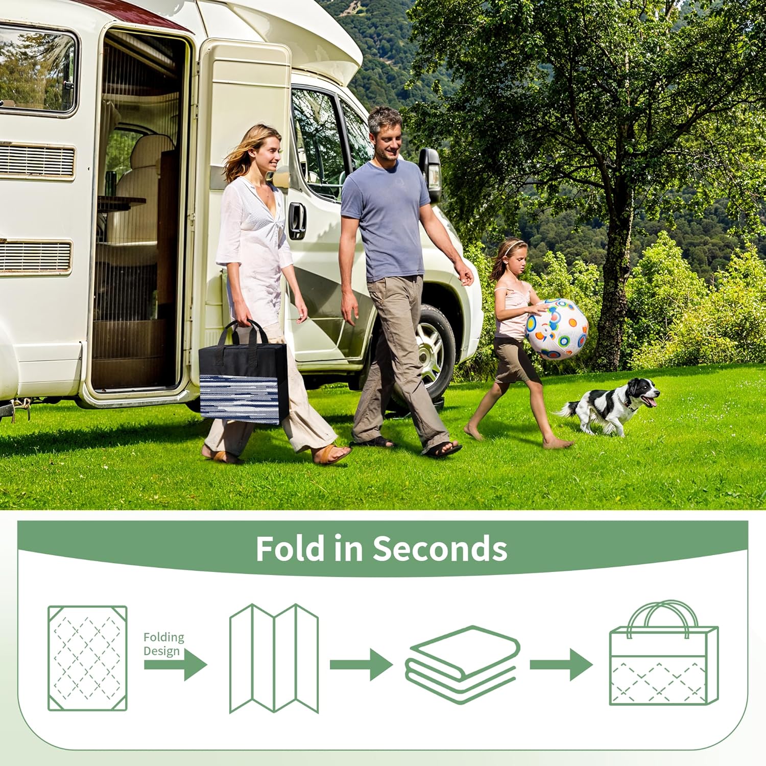 GENIMO Outdoor Rug for Patio Clearance, 5'x8' Waterproof Camping Mat, Reversible Plastic Straw Rugs for RV, Camper, Balcony, Backyard, Picnic, Deck (Blue White)